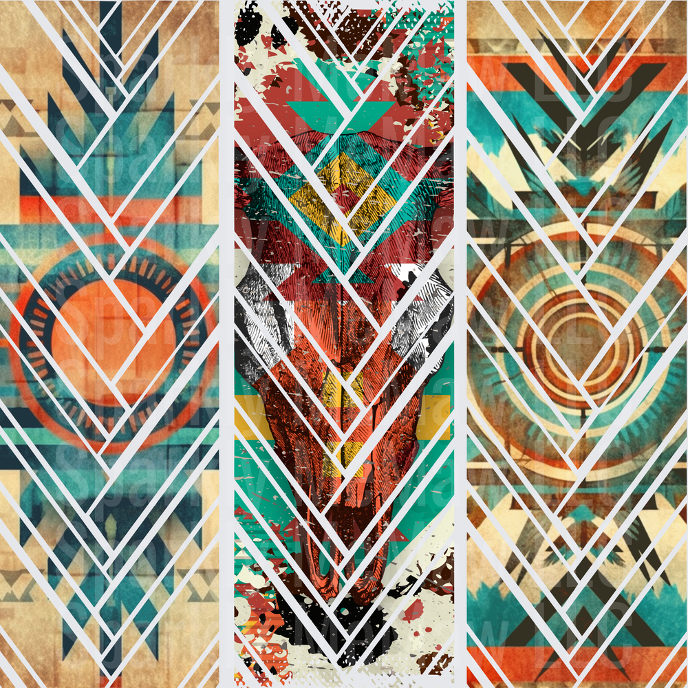 Tribal Bear Native Aztec Geometric Triptych this is a 10x10 inch sheet