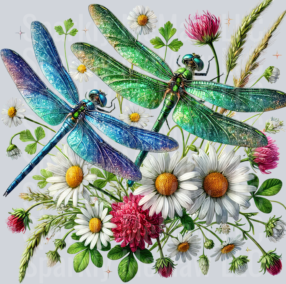16 Floral Dragonfly UV DTF Clip Art Decal