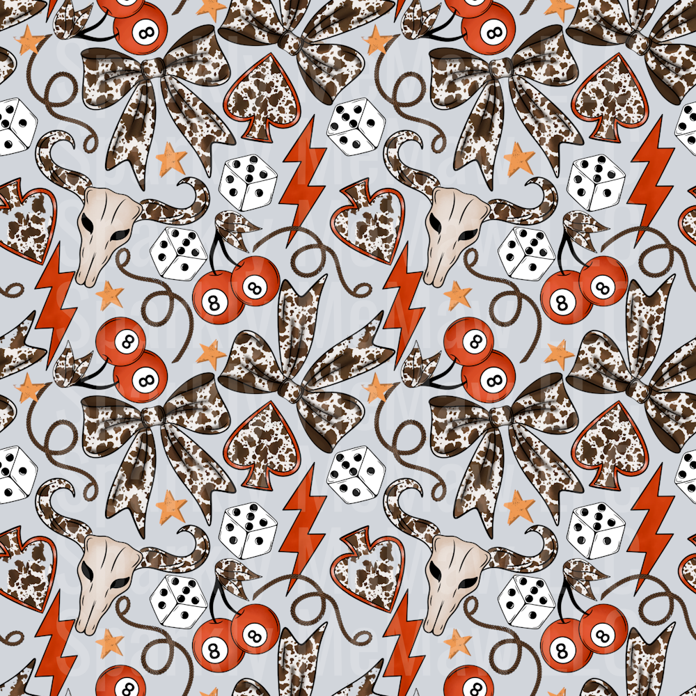 Western Cowprint Dice,bows, 10x10 UV DTF Sheet