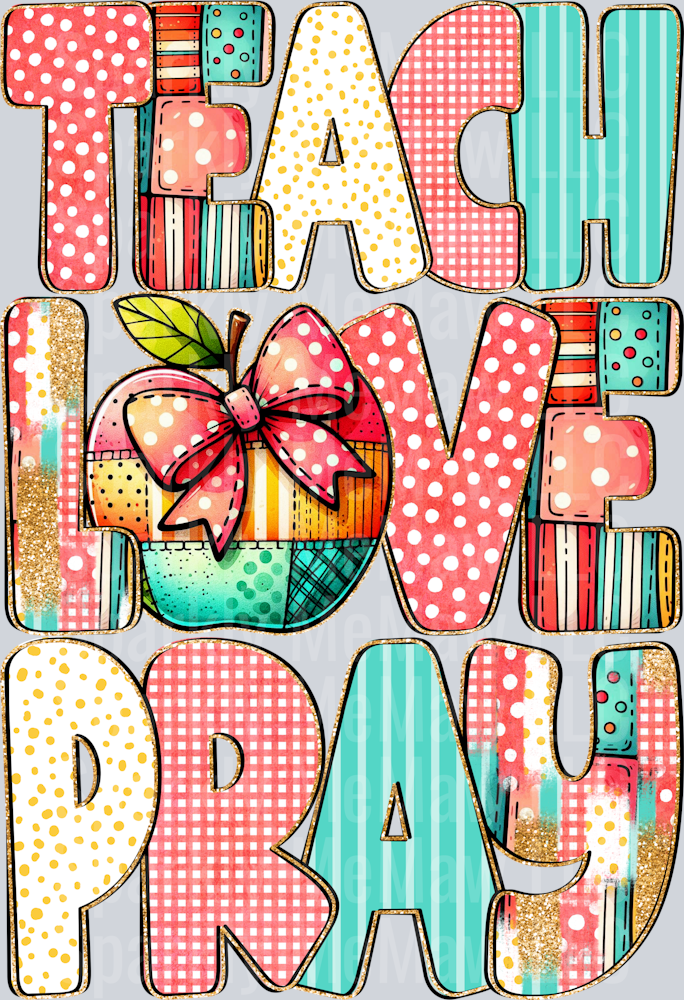 teach love pray 1 UV DTF Decal
