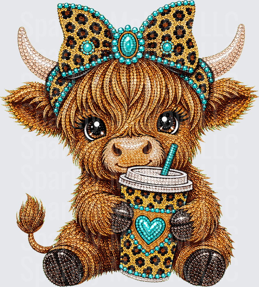 Cute Highland Cow Coffee UV DTF Decal