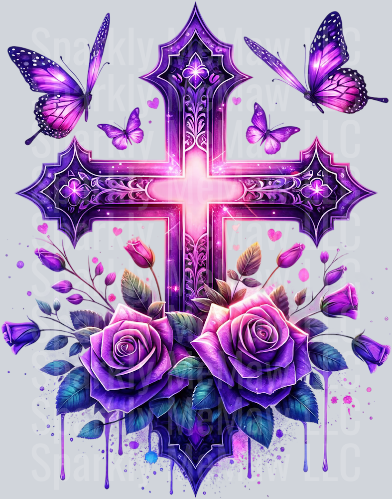 purple cross 3 Clip Art UV DTF Decal