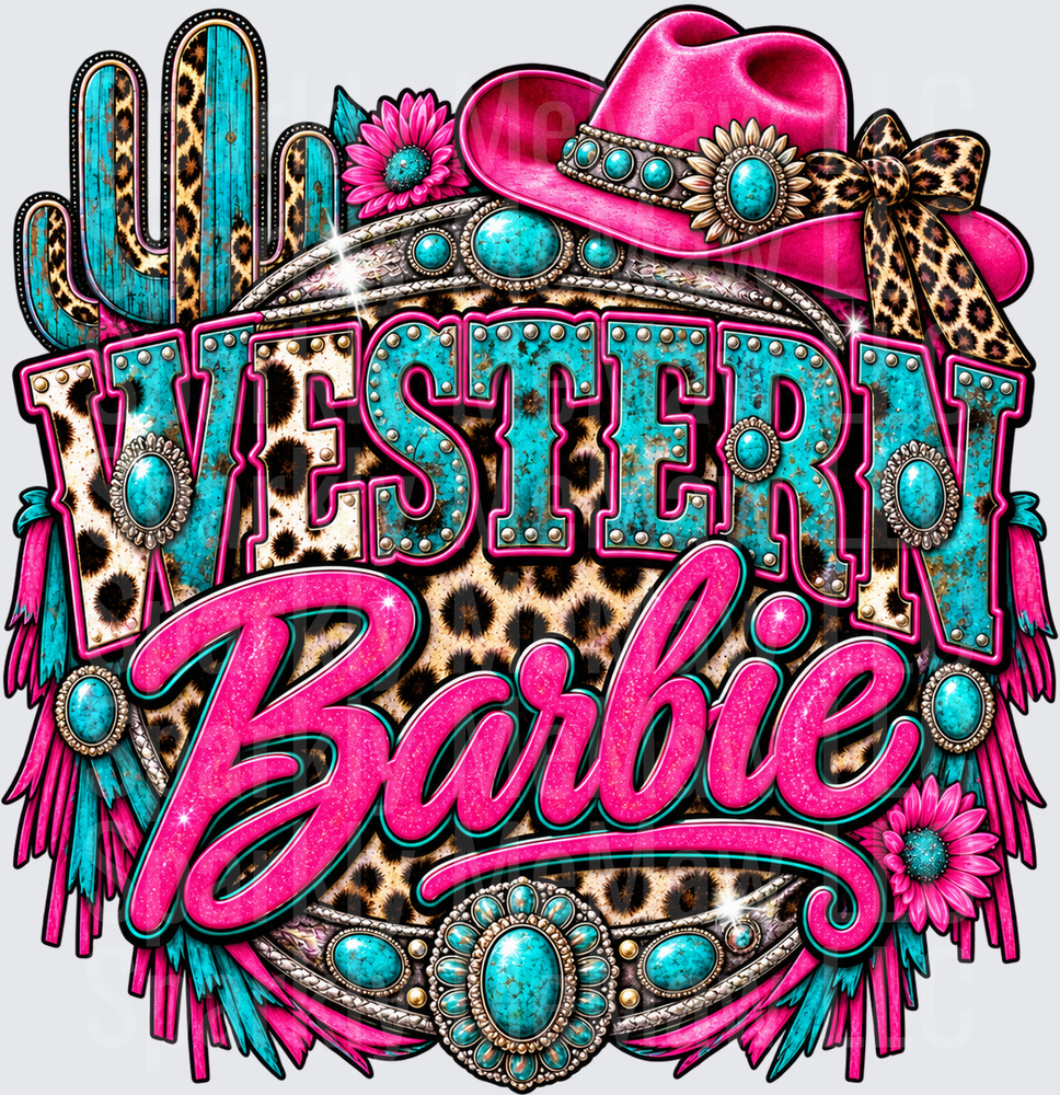 Western Barbie Cowgirl DTF Transfer for Fabrics