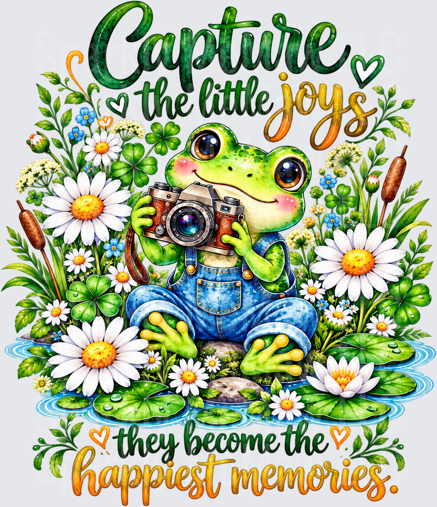 Frog Photographer Capture Little Joys is a DTF Transfer for Fabrics