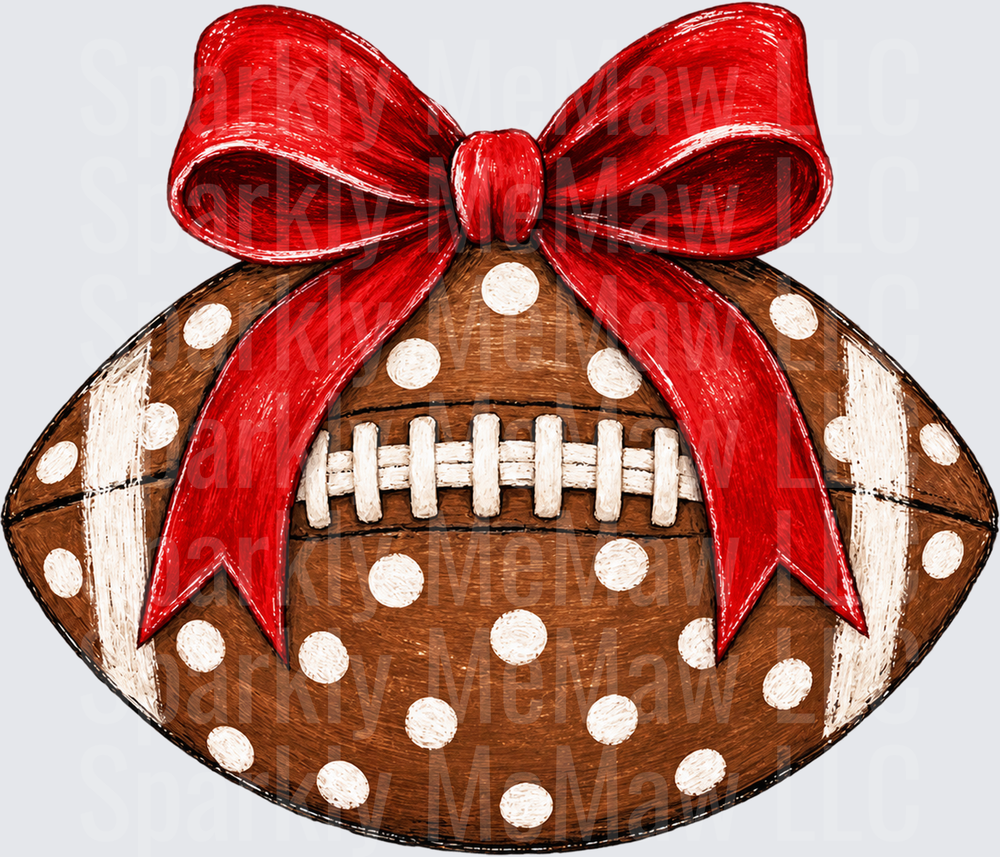 Football with Red Bow UV DTF Decal