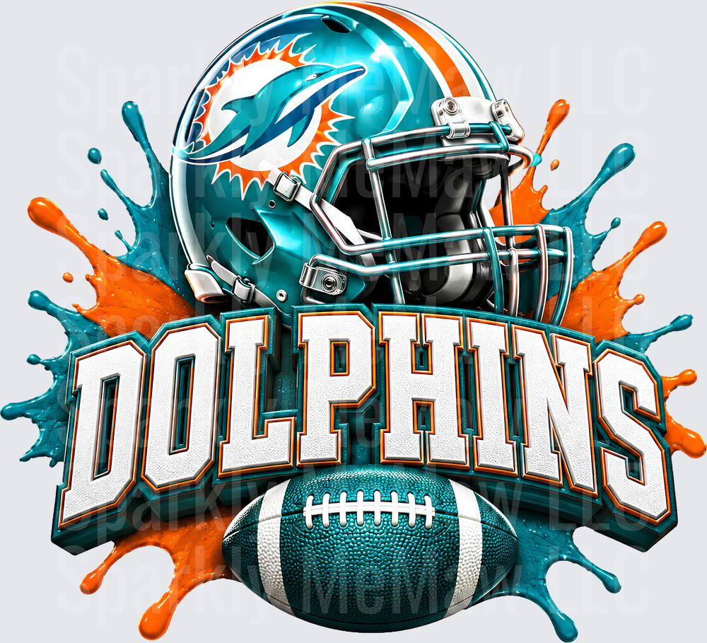 Miami Dolphins Helmet Splash UV DTF Decal