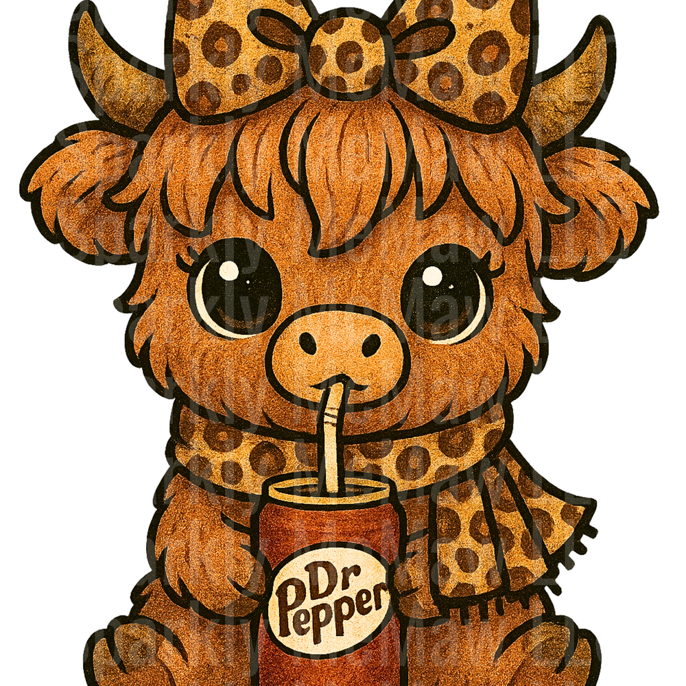 Highland cow Dr. Pepper uv dtf decal