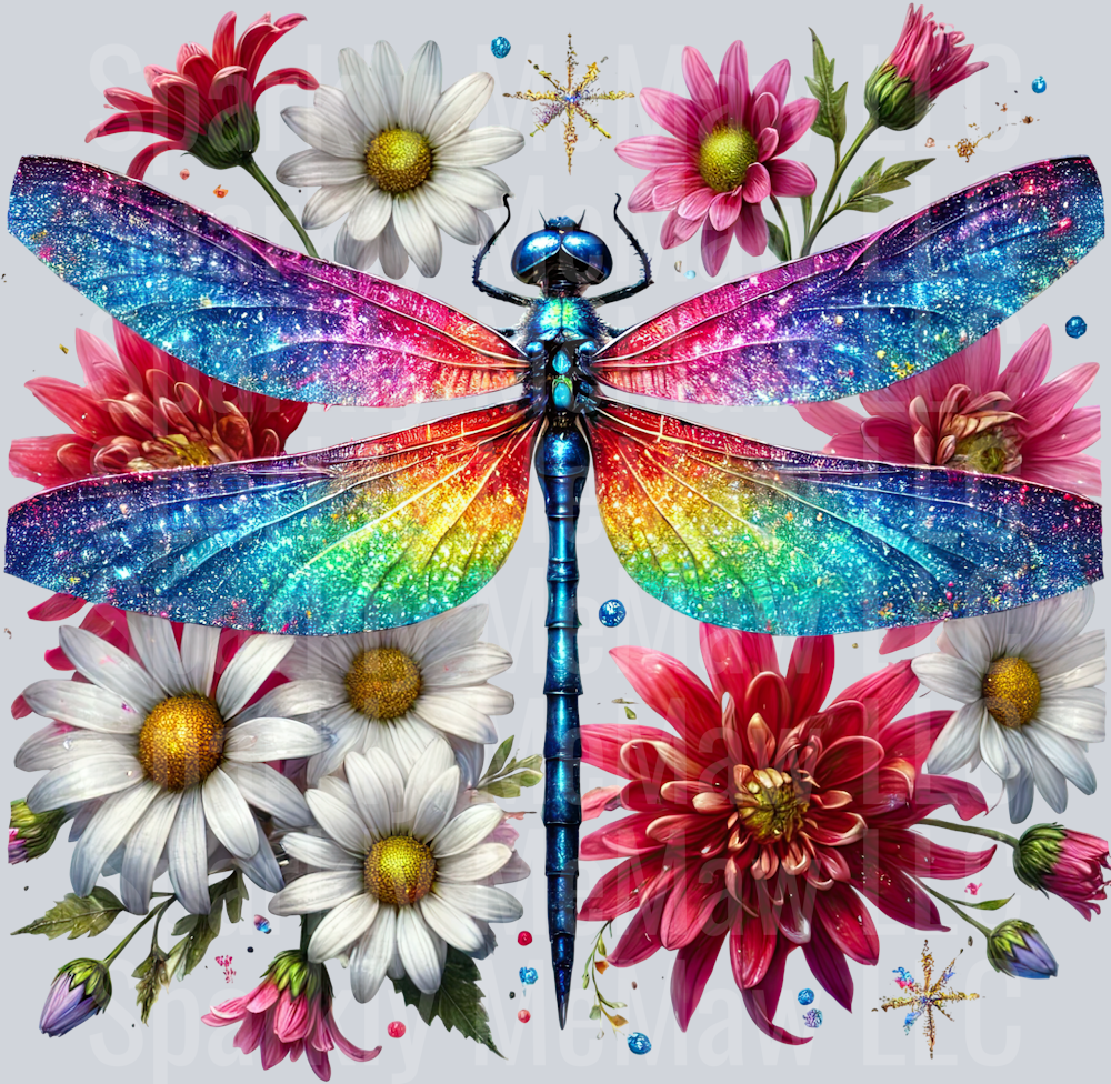 11 Floral Dragonfly UV DTF Clip Art Decal