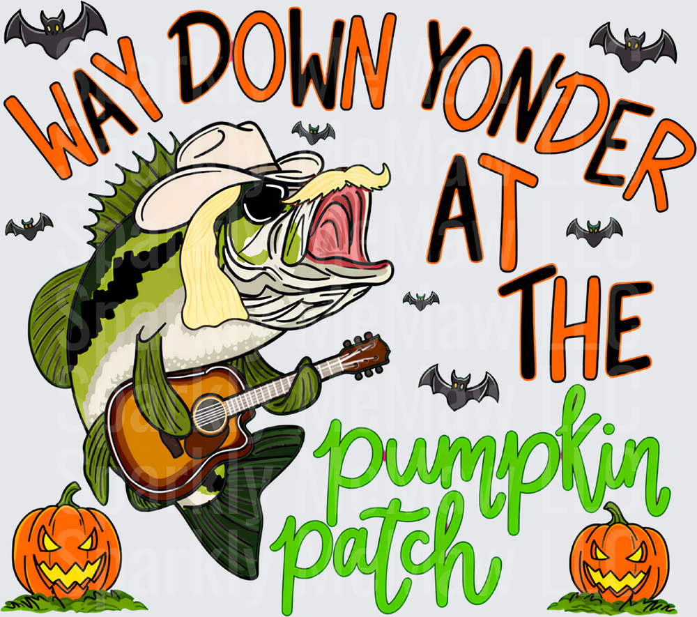 Way Down Yonder Pumpkin Patch Bass UV DTF Decal