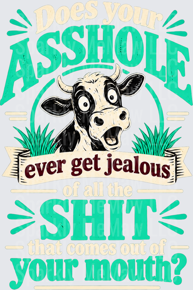 Does Your Asshole Get Jealous Shocked Cow UV DTF Decal