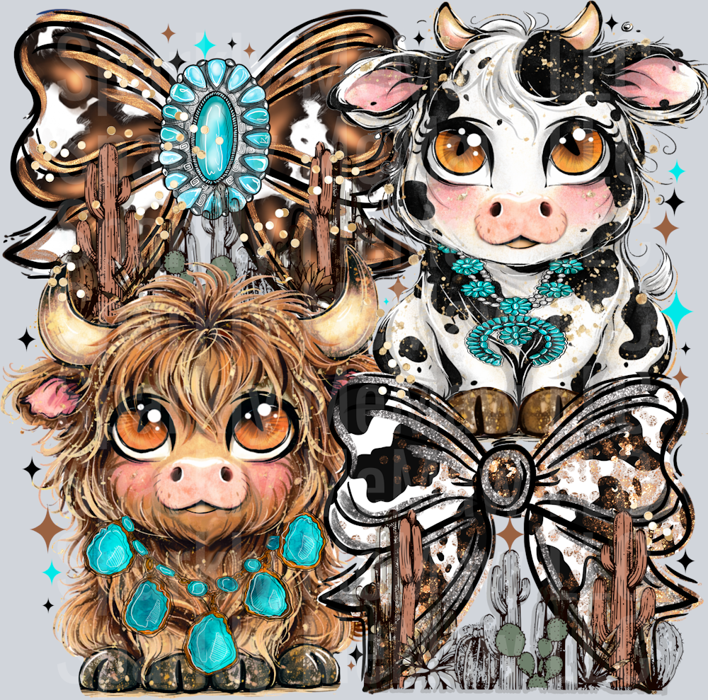 Cow bow DTF Transfer (Fabrics)