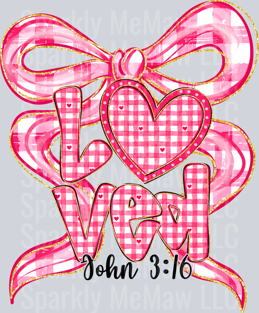 Coquette Loved John 3 16 UV DTF Decal