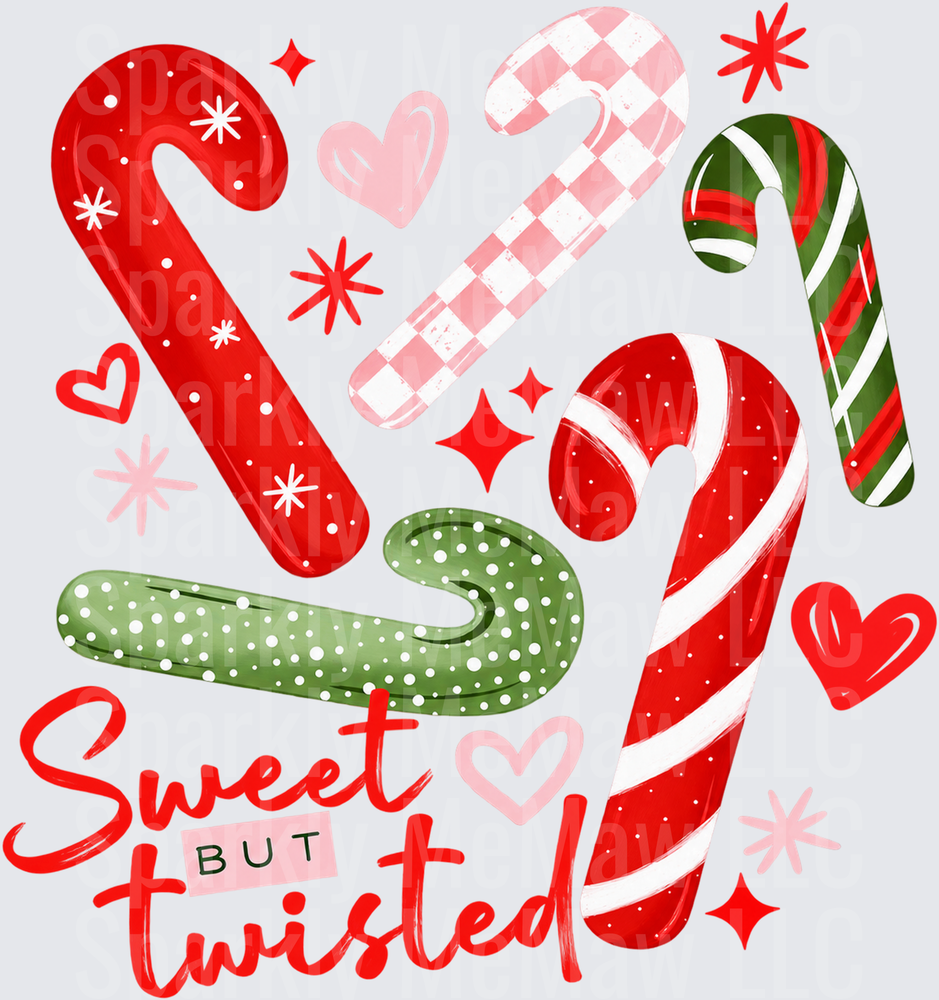 Sweet But Twisted Candy Canes UV DTF Decal