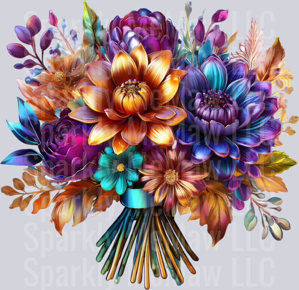jewel tone floral clipart (159) UV DTF Decal