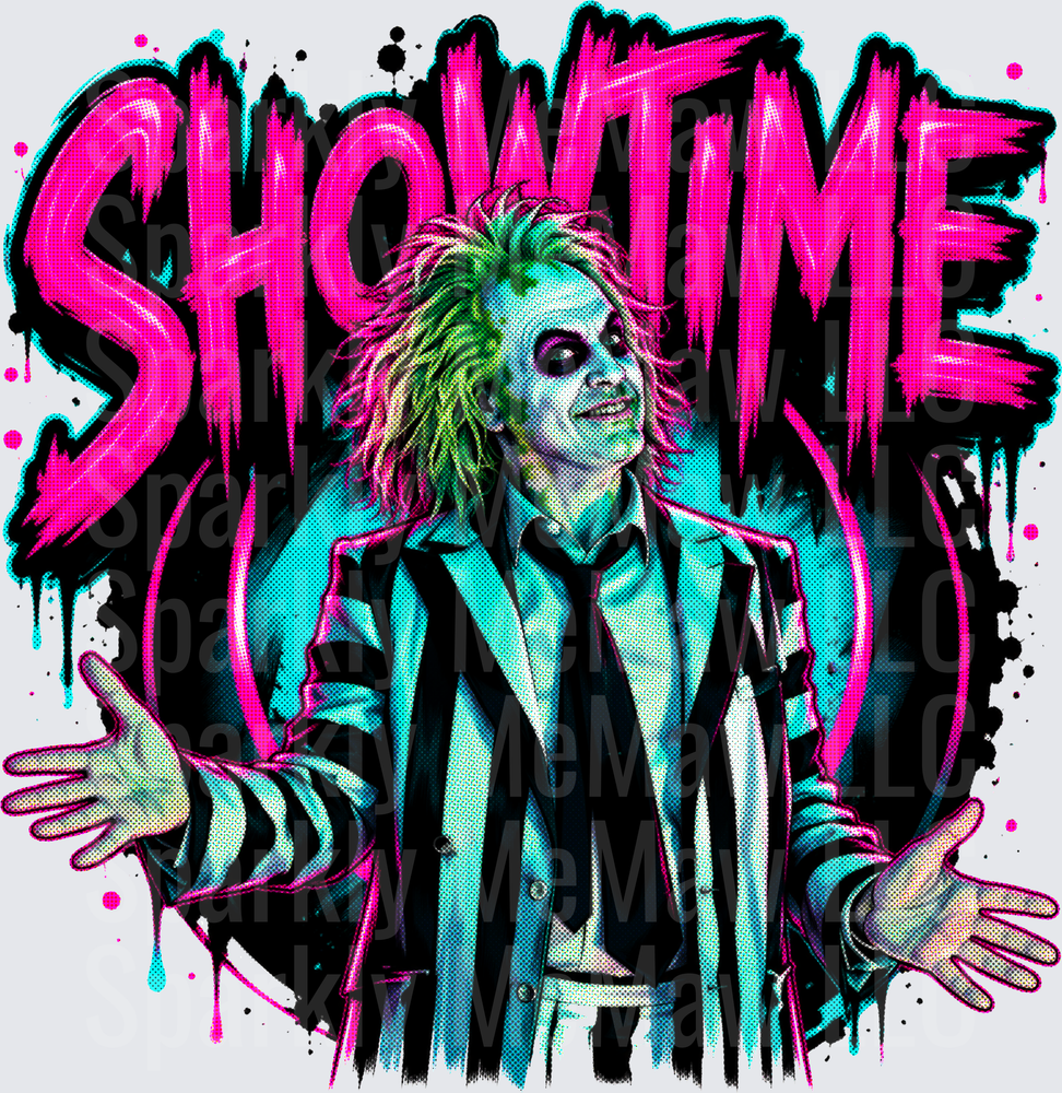 Beetlejuice Showtime Neon Graffiti Pop Art UV DTF Decal