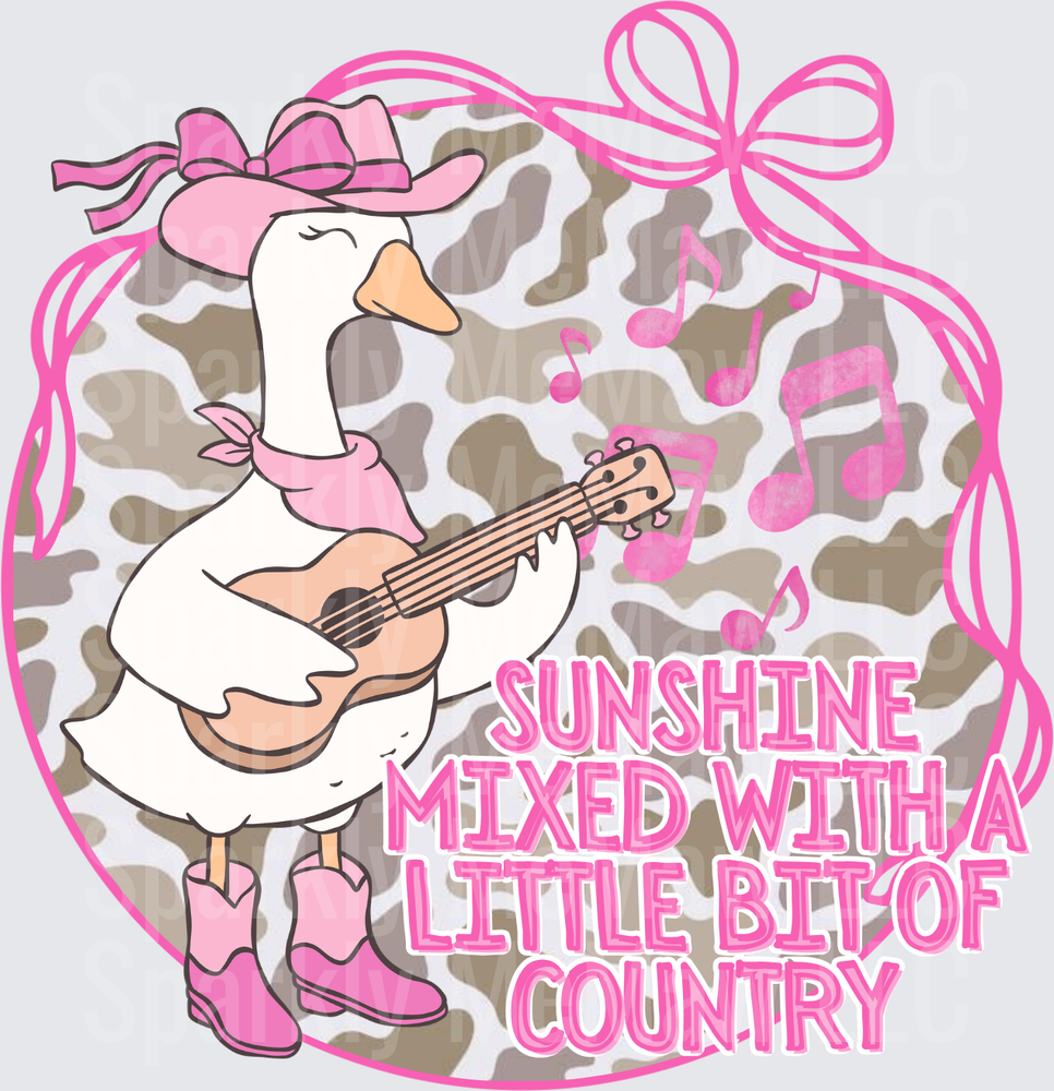 Sunshine Mixed With A Little Bit Of Country Duck Playing Guitar DTF Transfer for Fabric