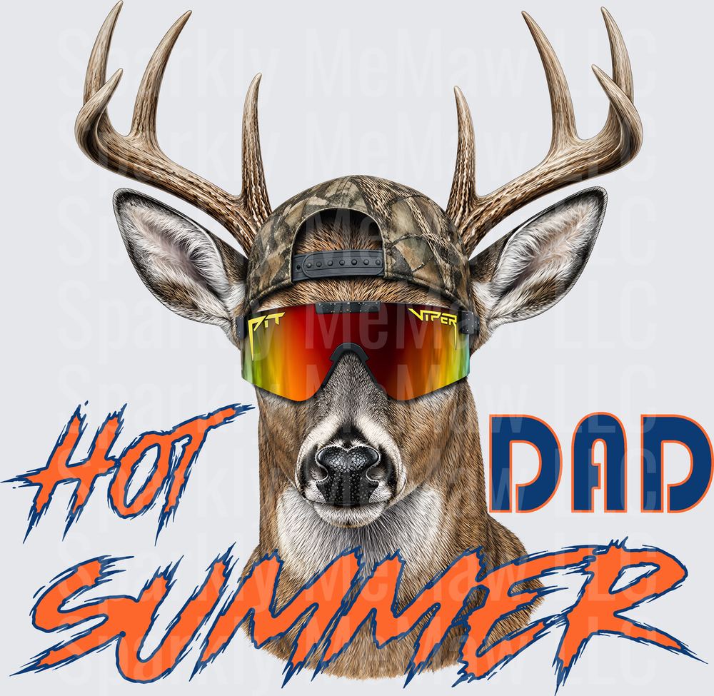 Cool Deer with Sunglasses and Camo Hat Hot Dad Summer - UV DTF Decal