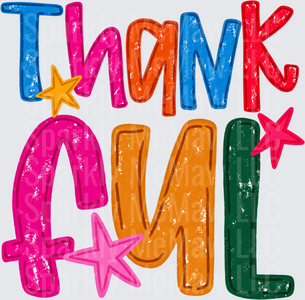 Thankful Colorful Bold Letter UV DTF Decal