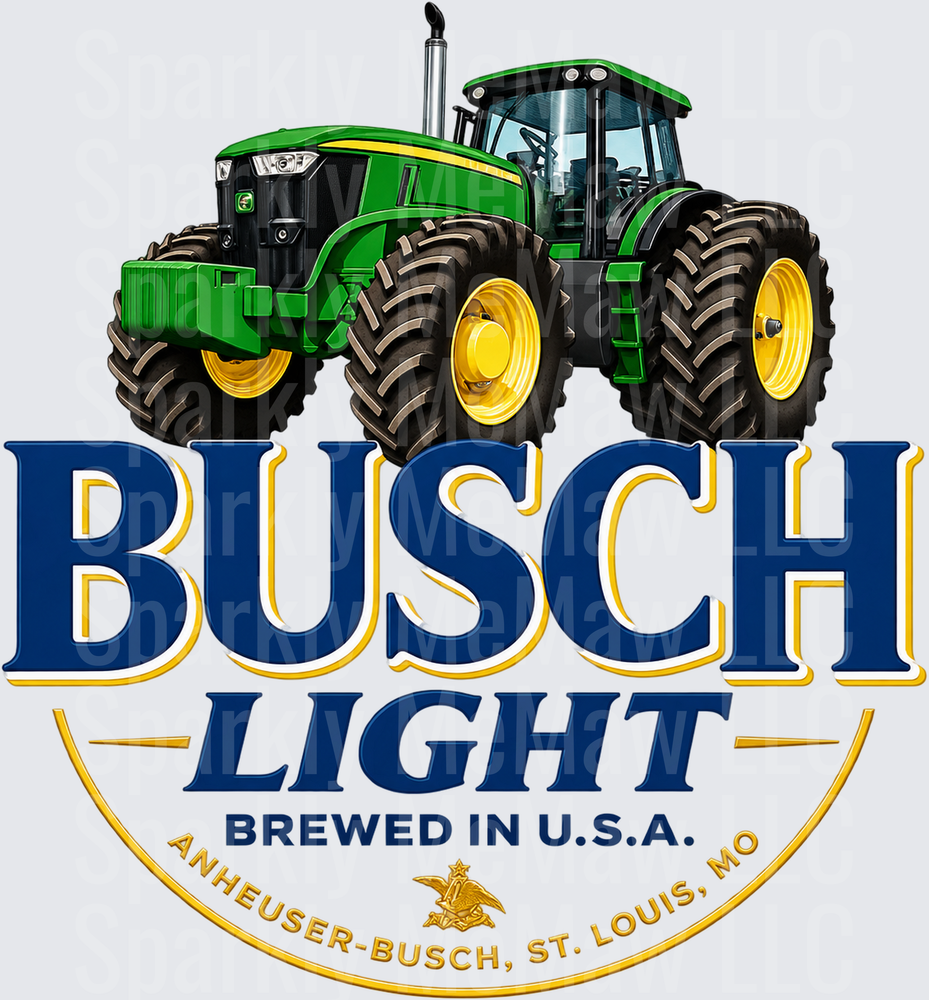 Green Tractor Busch Light Logo UV DTF DECAL (HARD SMOOTH SURFACE)