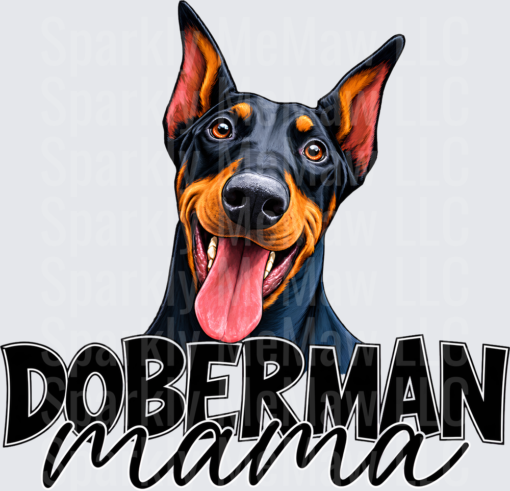 Doberman Mama Dog Portrait UV Decal Decal