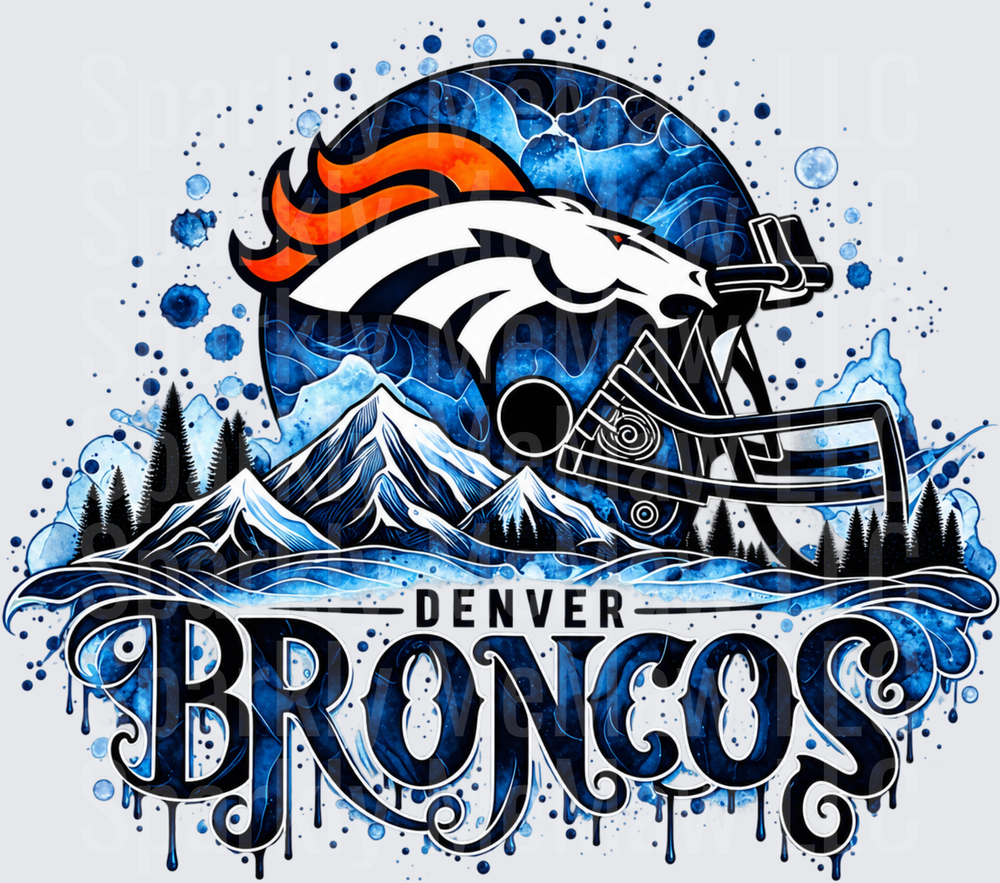 Denver Broncos Watercolor Helmet UV DTF Decal