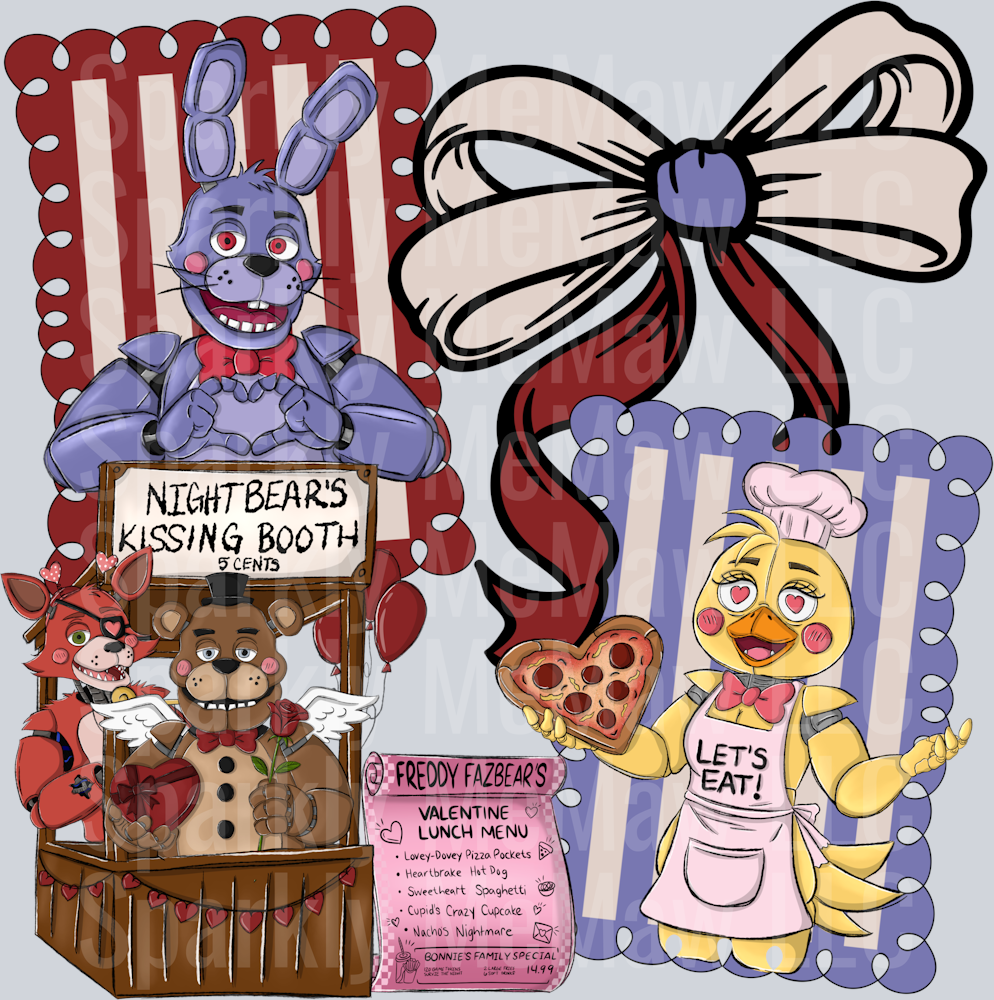 Five Nights Valentine Coquette Collage UV DTF Decal