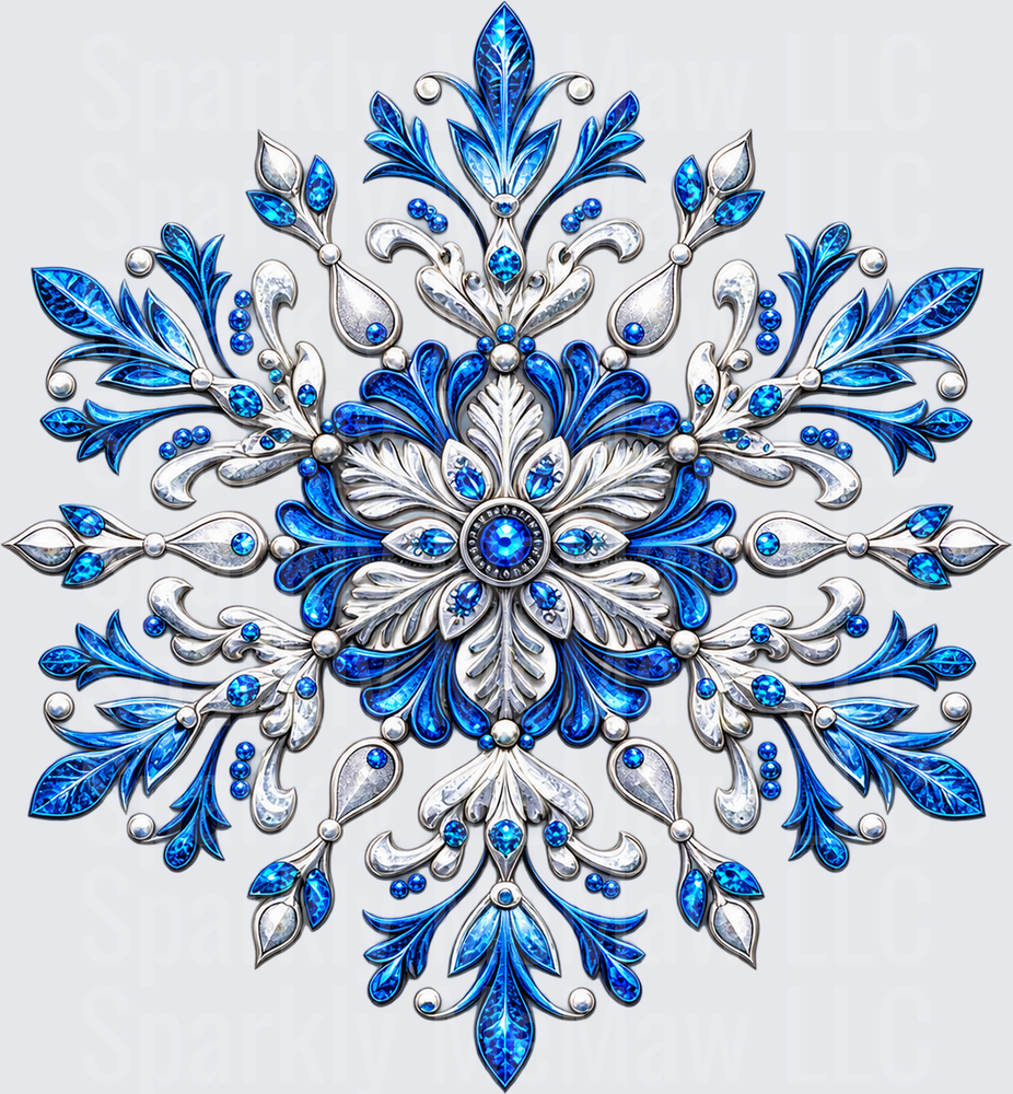 Sapphire Jeweled Snowflake Medallion is a uv dtf Decal
