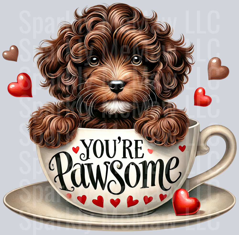 Valentines Cup Puppy UV DTF Decal 50
