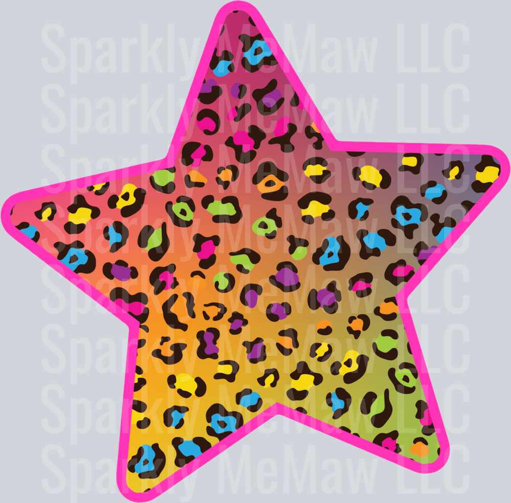 LF leopard Vintage Star UV DTF Decal