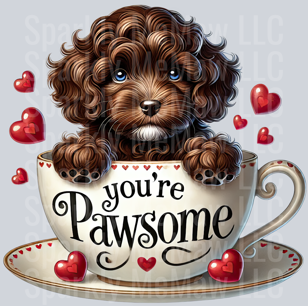 Valentines Cup Puppy UV DTF Decal 47