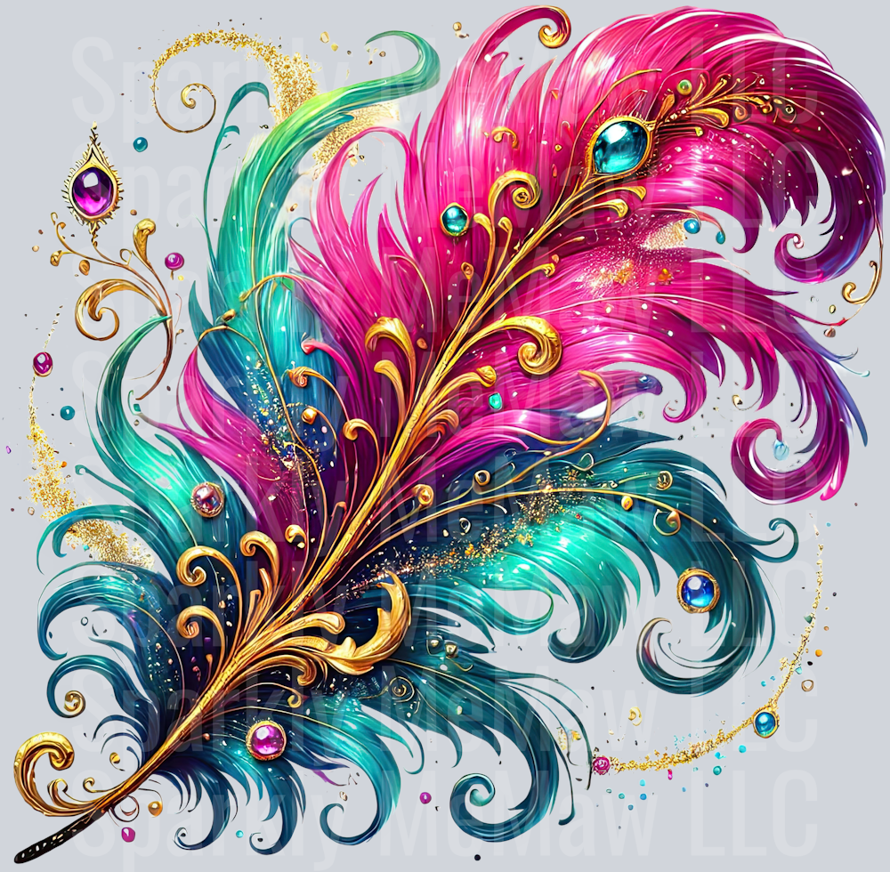 30 Fancy Feathers UV DTF Clip Art Decal
