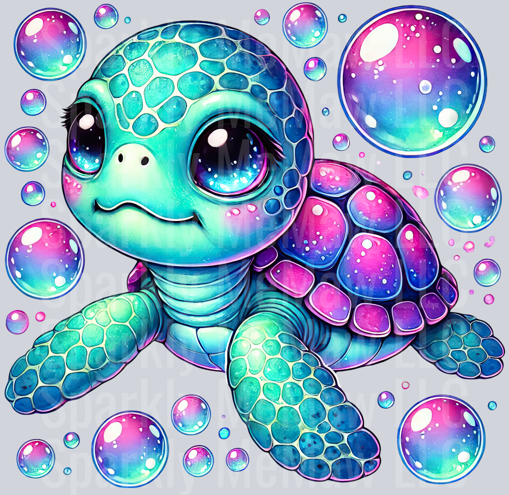 19 Colorful Turtle Clipart UV DTF Decal