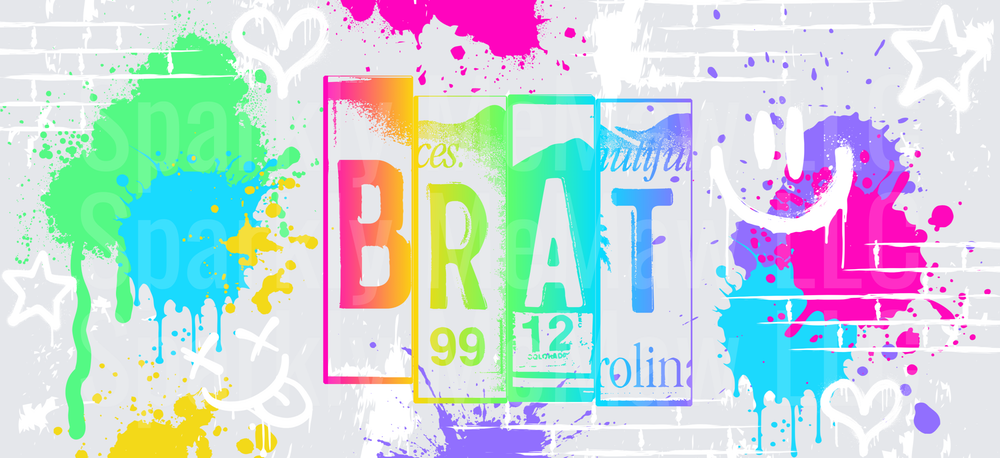 Colorful BRAT Paint Splatter This is a UV DTF 16 OZ Wrap