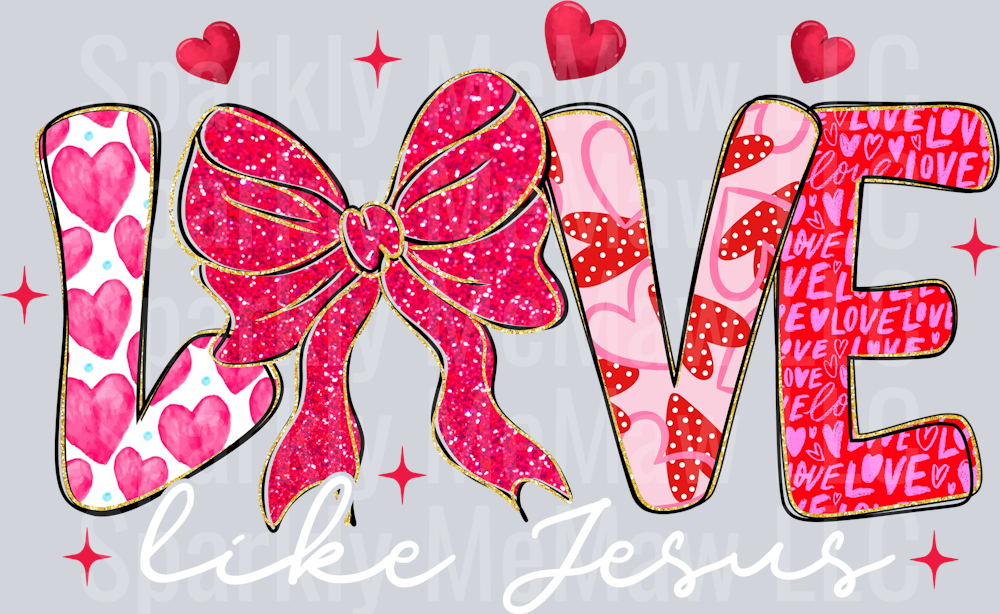 Love Like Jesus White uv dtf decal (printed in width)