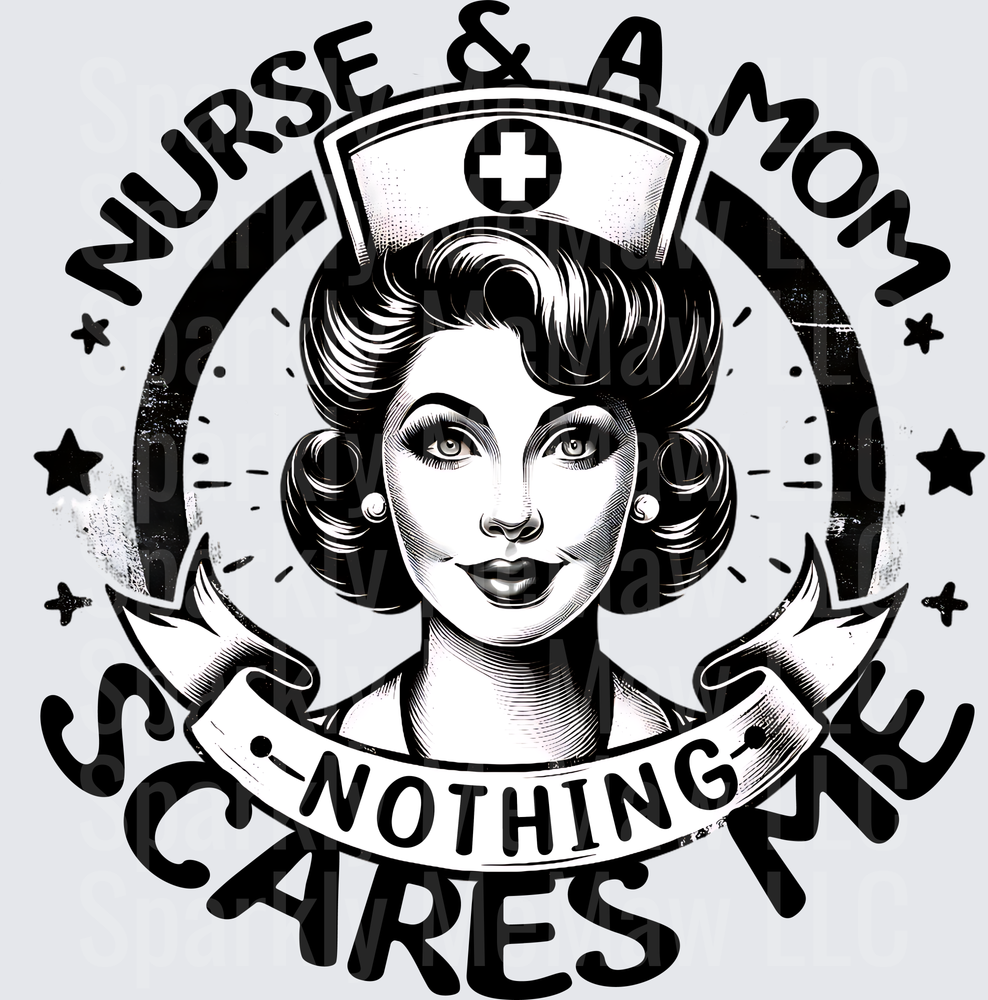 Vintage Pin-Up Nurse Nothing Scares Me Medical Badge Design UV DTF Decal