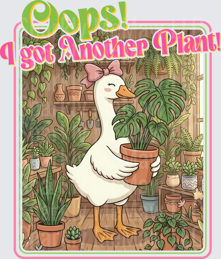 Oops I Got Another Plant Duck with Bow in Garden Greenhouse