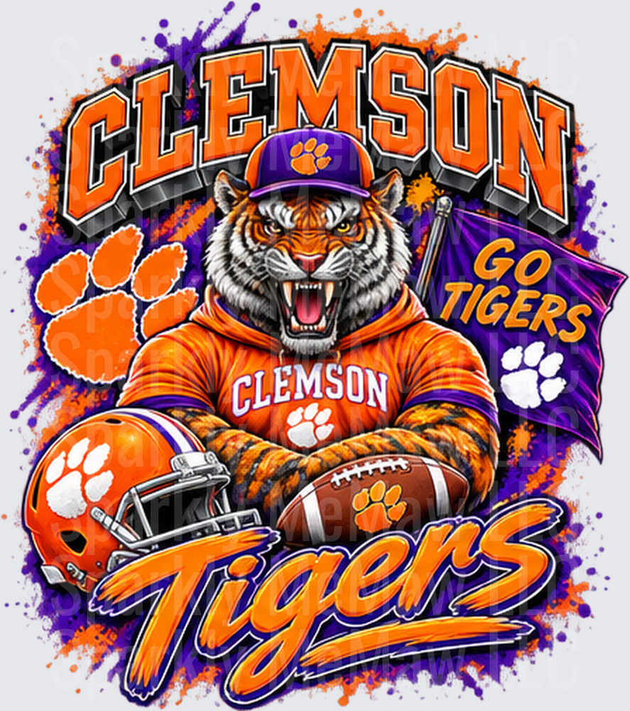 Clemson Tigers Mascot Football UV DTF Decal