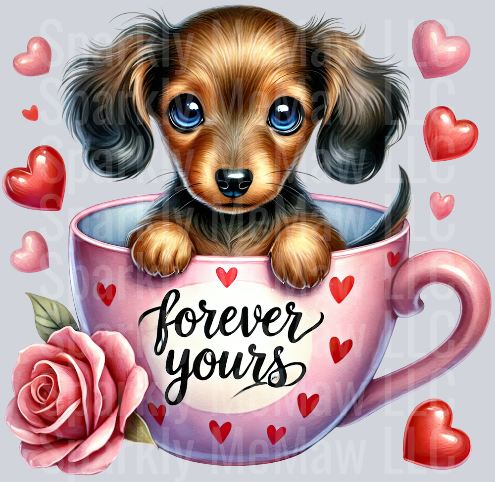 Valentines Cup Puppy 31 UV DTF Decal