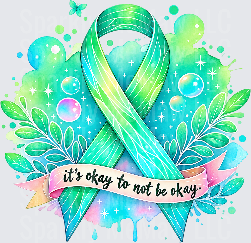 Teal Mental Health Ribbon UV DTF Decal