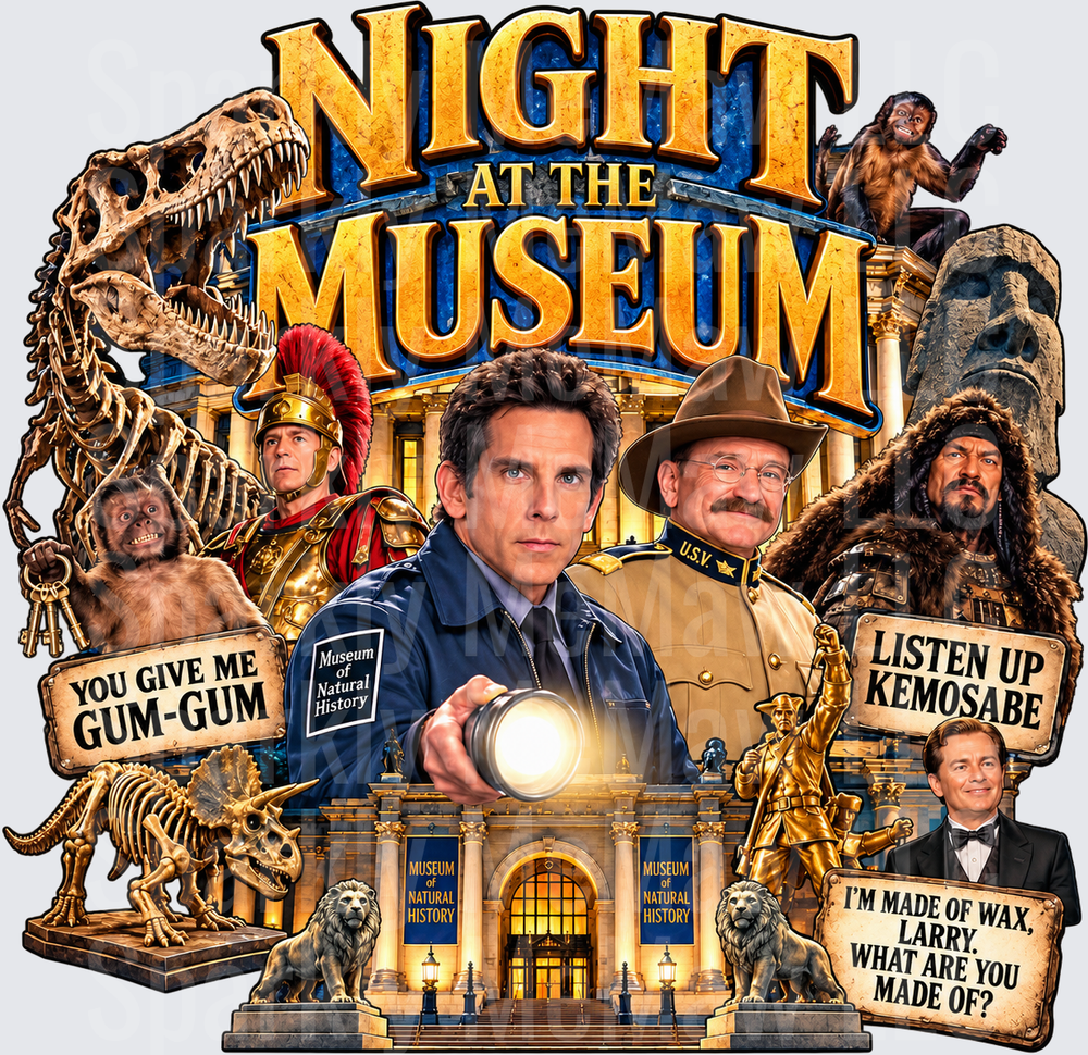Night At The Museum Collage Is A UV DTF Decal
