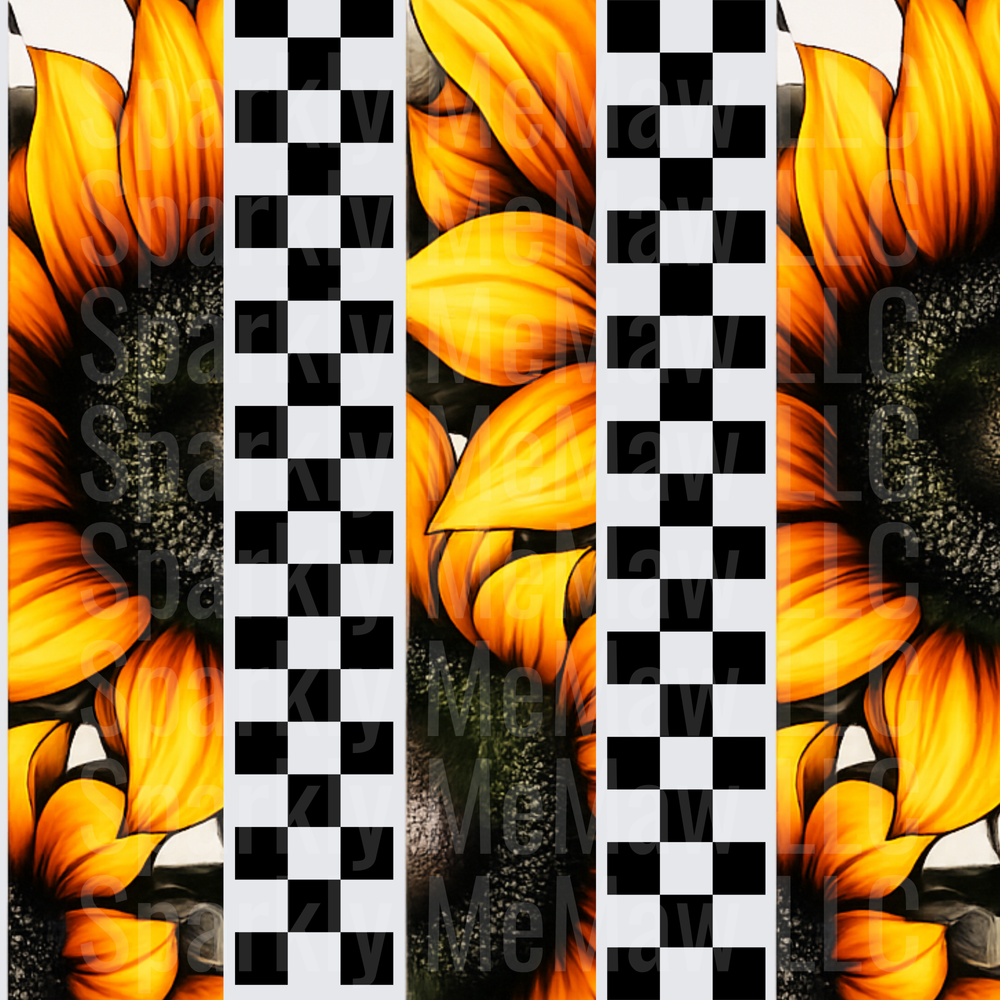 Bold Sunflowers Black White Checker 10x10 Inch Sheet
