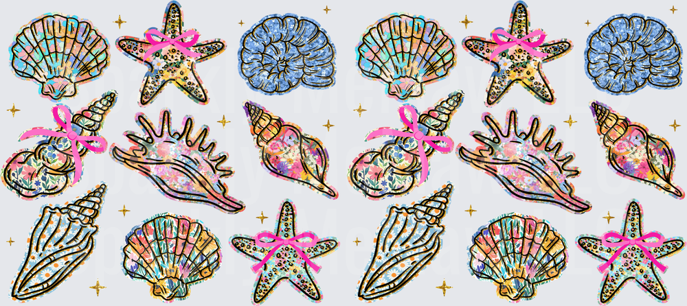 Boho Seashell Starfish Collection UV DTF 16 OZ Wrap