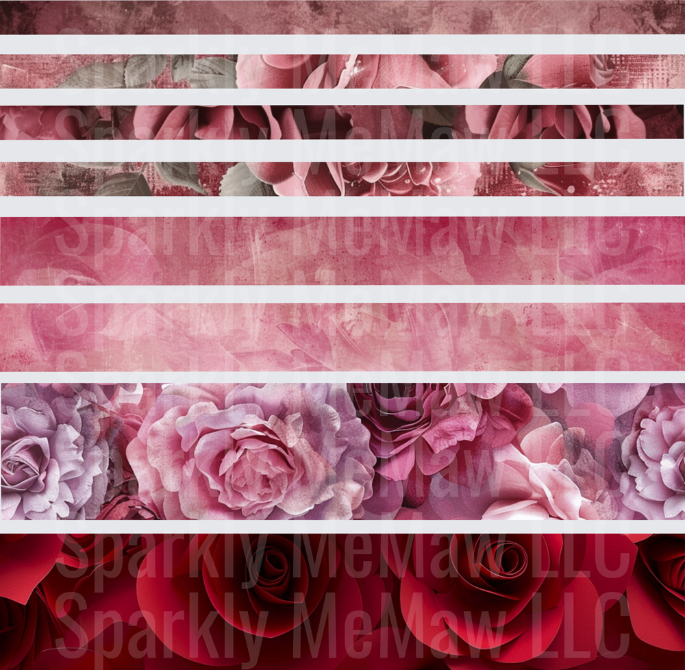 Romantic Rose Floral Bands 10x10 inch sheet