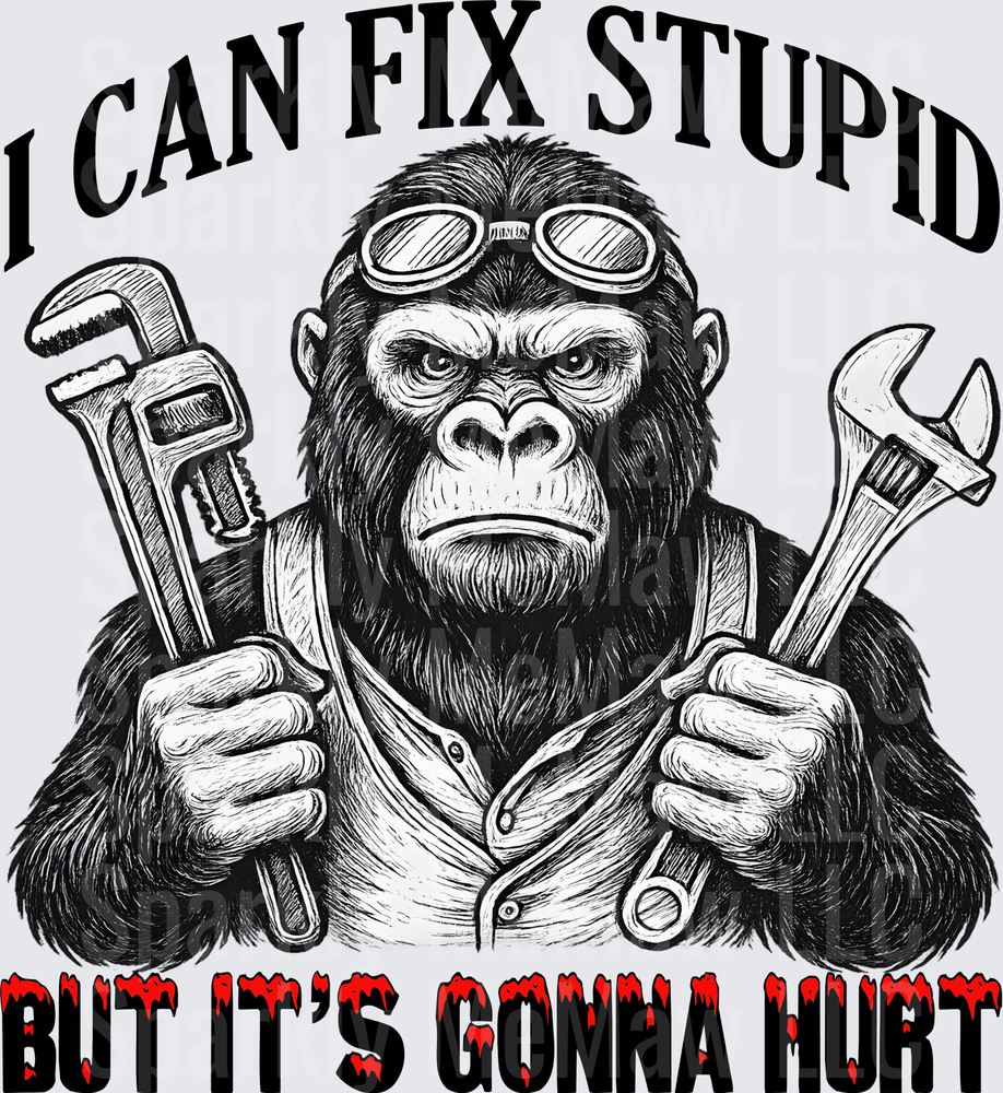 Gorilla Mechanic Wrench Funny Quote UV DTF Decal