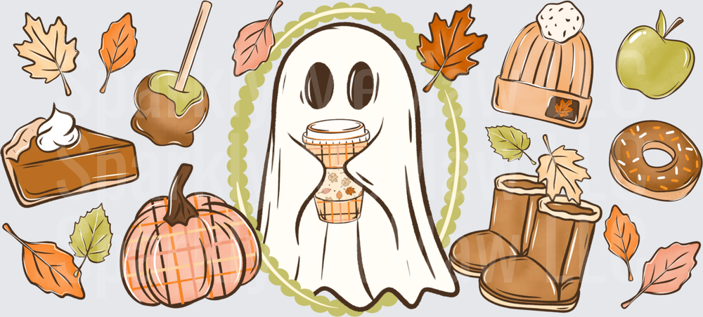Cozy Fall Ghost Halloween UV DTF Wrap