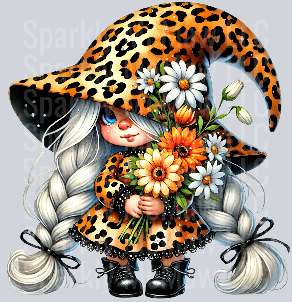 5 Leopard Print Gnome Girls Clipart Decal