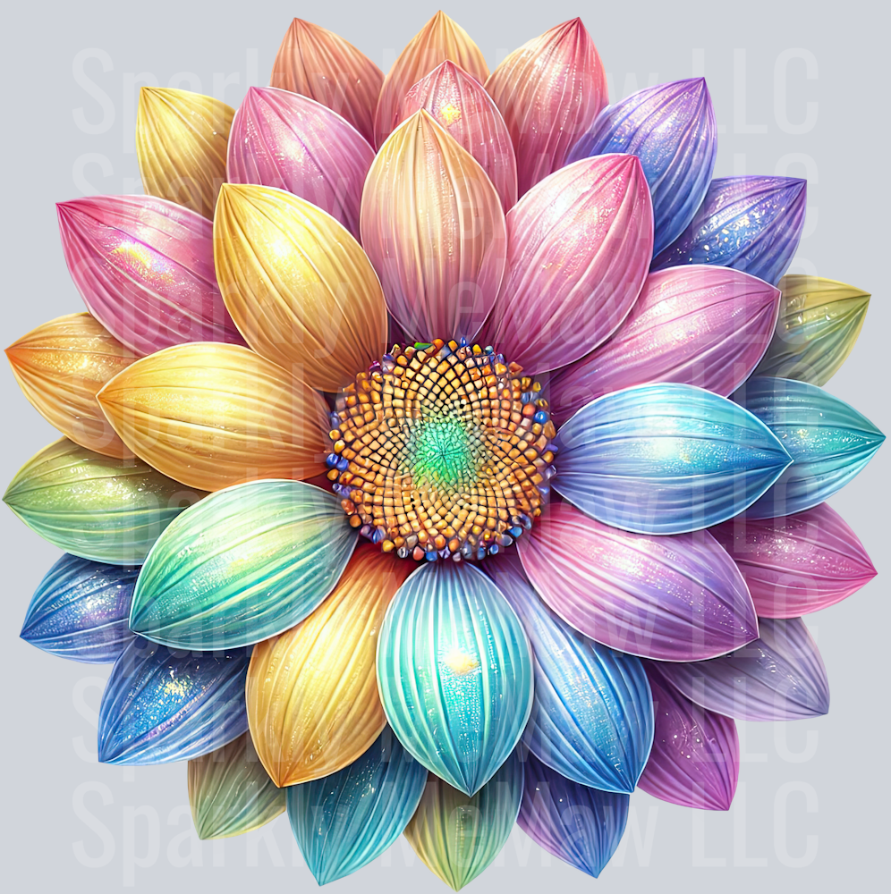 13 Rainbow Sunflower UV DTF Clip Art Decal