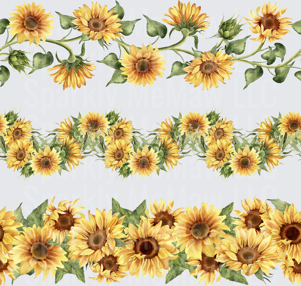 Watercolor Sunflower Border Strips 10x10 Inch Sheet