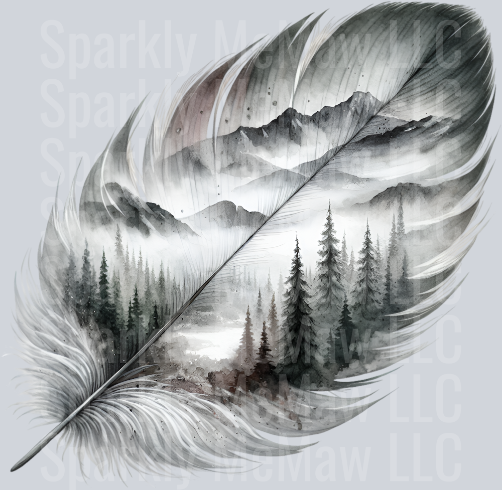 Fantasy Scenic Feather UV DTF Decal 1