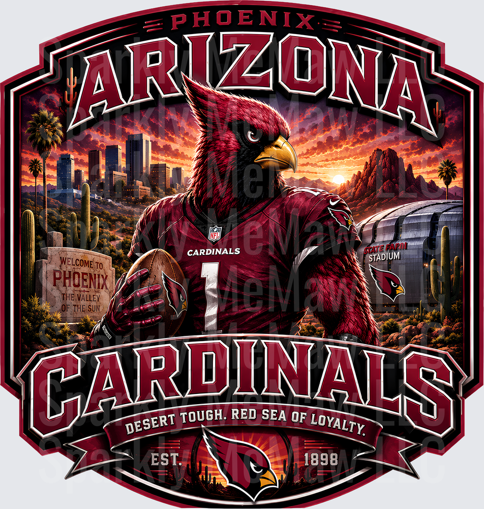 Arizona Cardinals Mascot Desert Scene UV DTF Decal